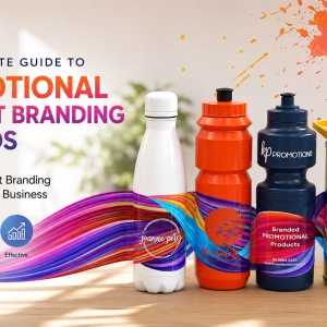 Custom branded promotional drink bottles showcasing different promotional product branding methods for businesses.